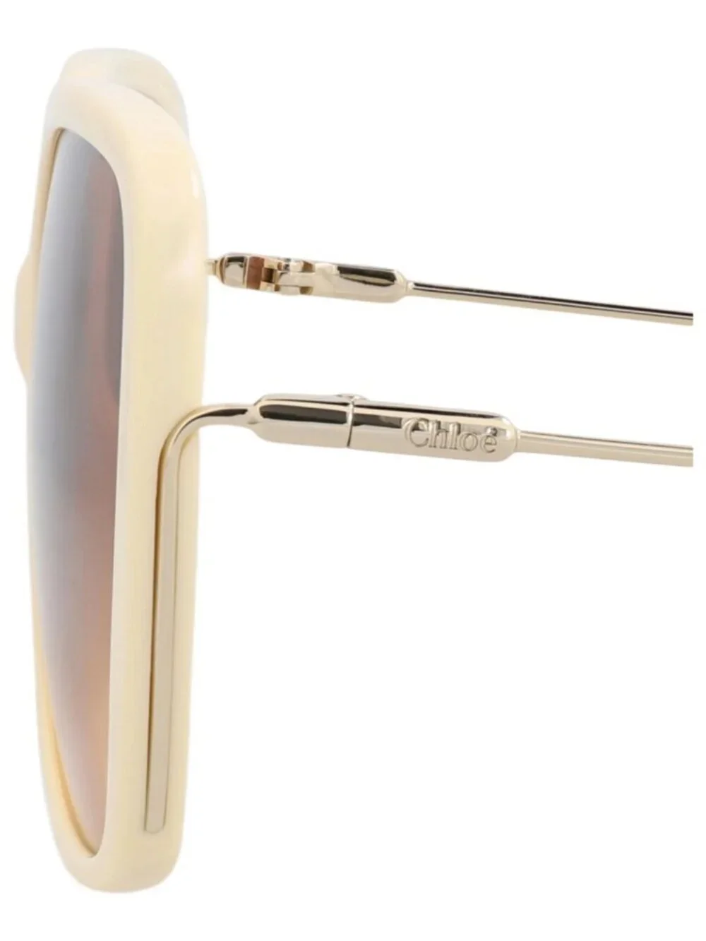 New Chloé Women's Sunglasses Square Rectangle Recycled Acetate Frame Ivory Gold